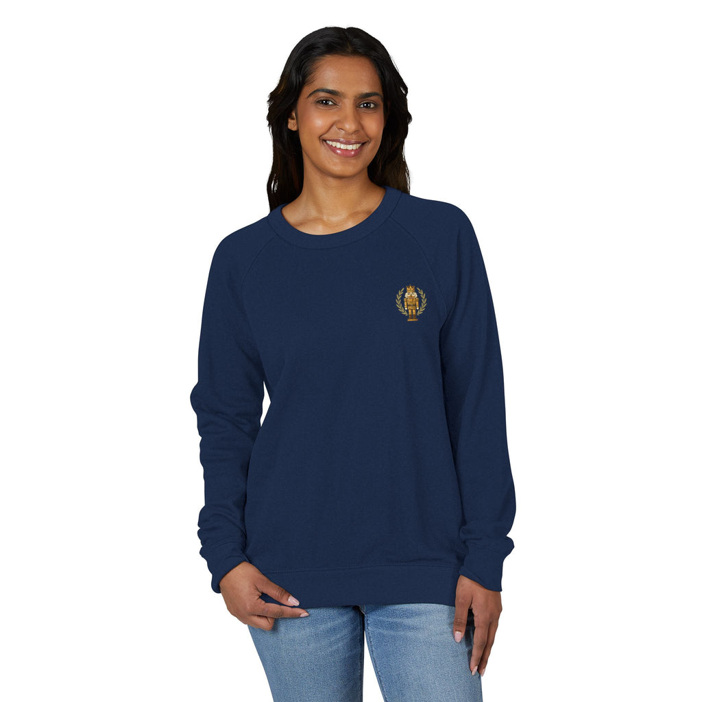 Gold Crest Crewneck Sweatshirt — Vintage Emblem Raglan Pullover
