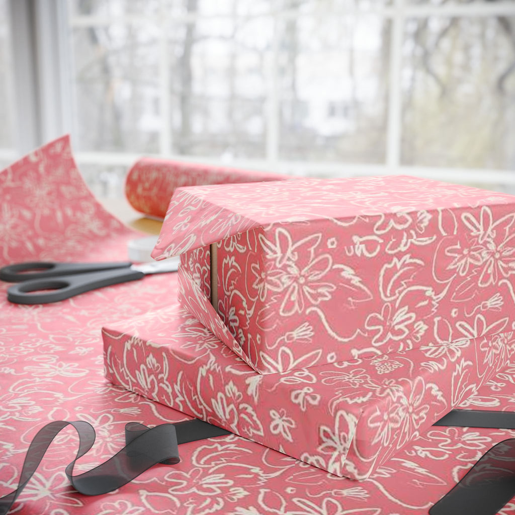 Soft Pink Floral Wrapping Paper for All Occasions, Gift Wrap, Party Decor, Eco-Friendly Gift Wrap, Birthday, Wedding, Holiday Gifts