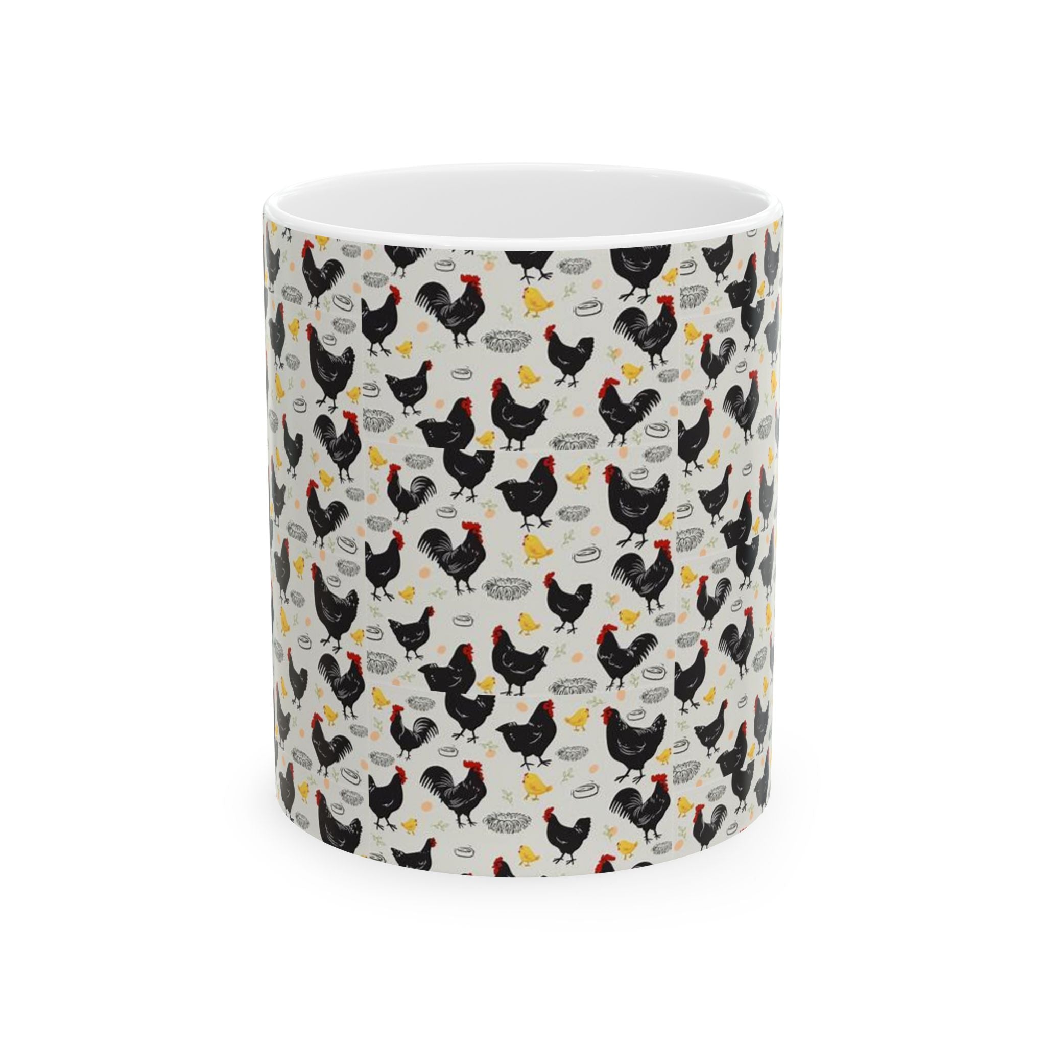 Farmhouse Chicken Pattern Ceramic Mug - Fun Gift for Poultry Lovers