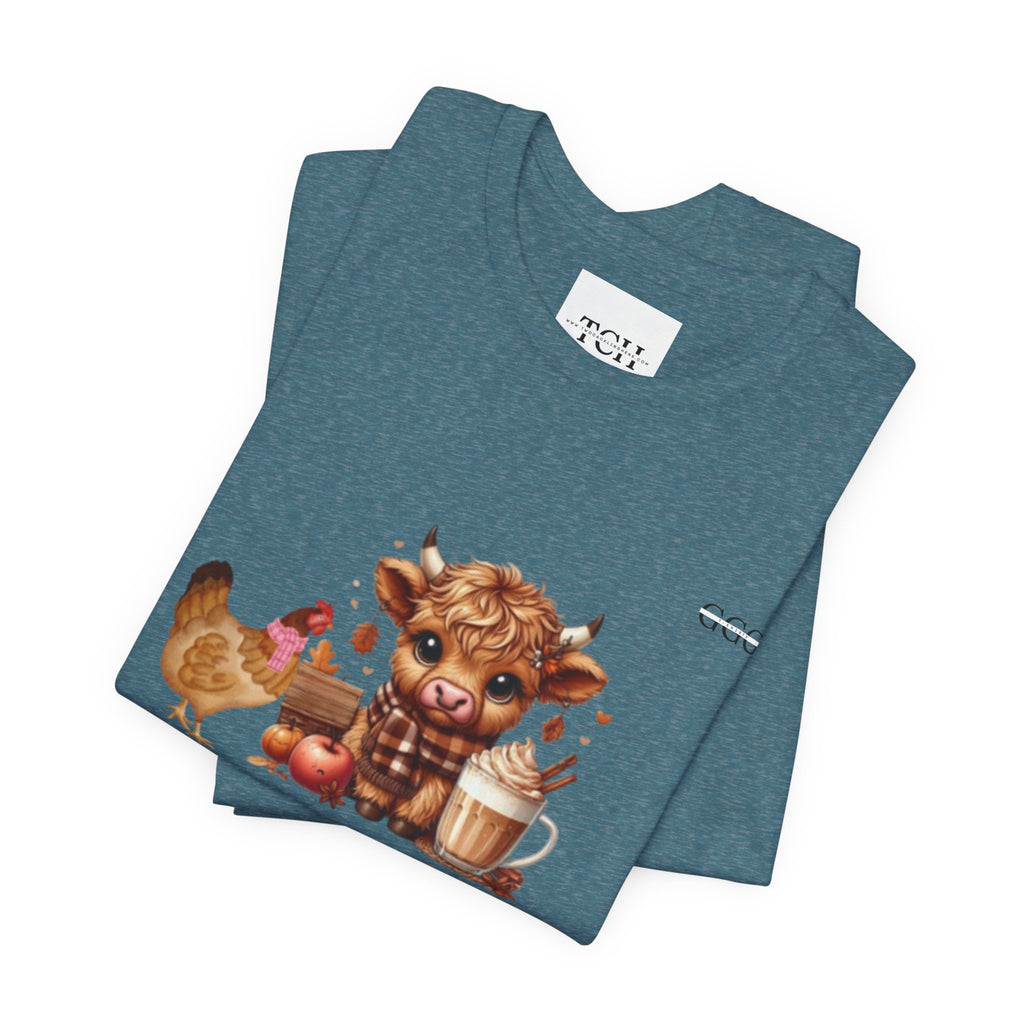 Adorable Farm Animal Tee, Cute Cow and Chicken T-Shirt, Animal Lover Gift, Funny Farm Shirt, Casual Everyday Wear