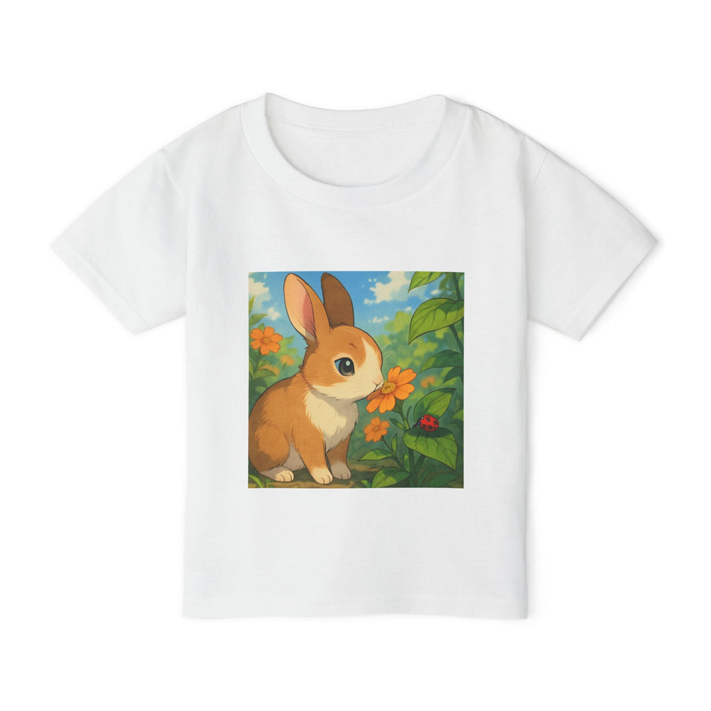 Toddler T-Shirt — Cute Bunny in Garden Kids Tee