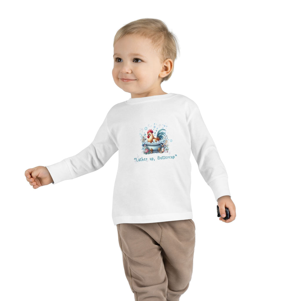 Cute Toddler Long Sleeve Tee with 'Lather up, Buttercup' Design