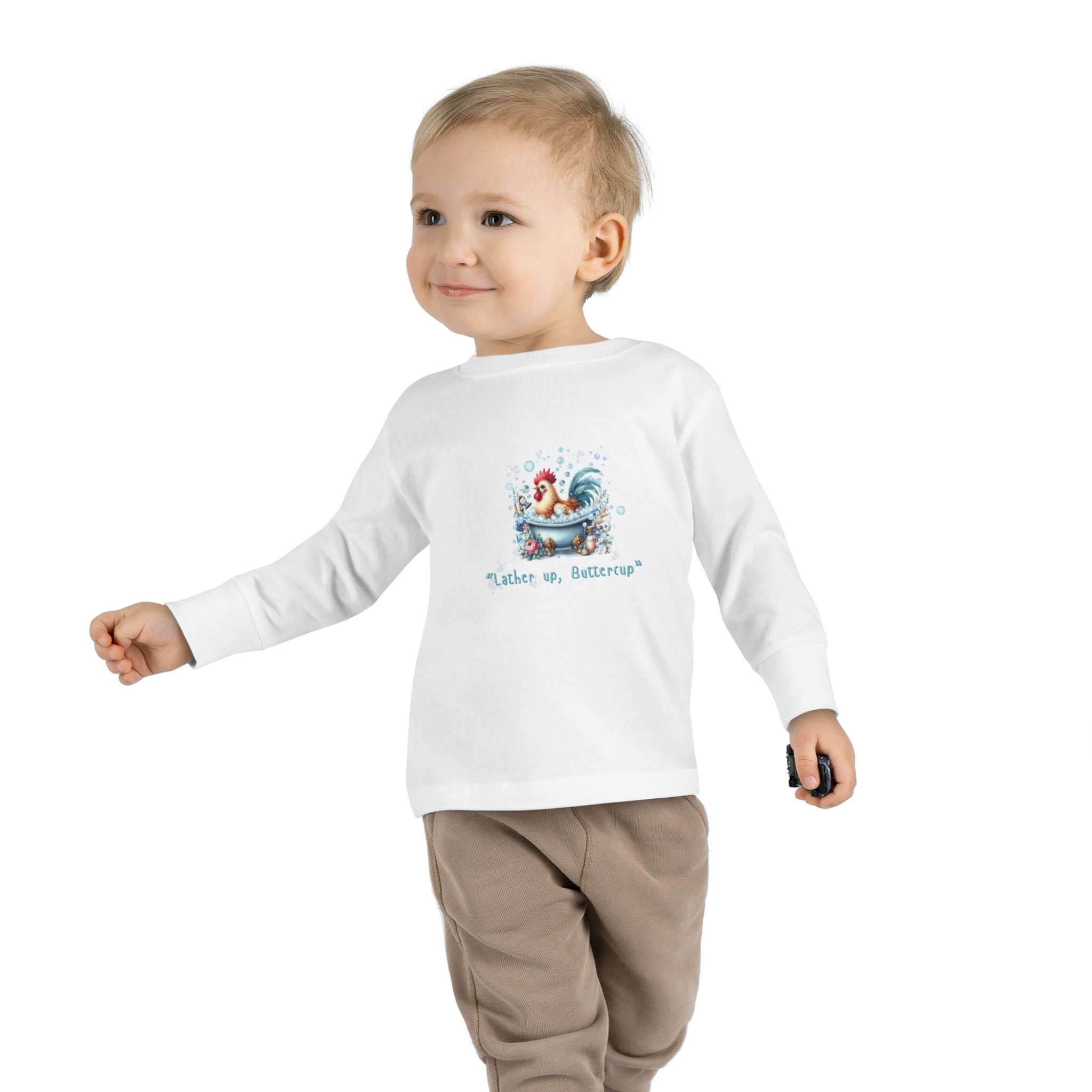 Cute Toddler Long Sleeve Tee with 'Lather up, Buttercup' Design