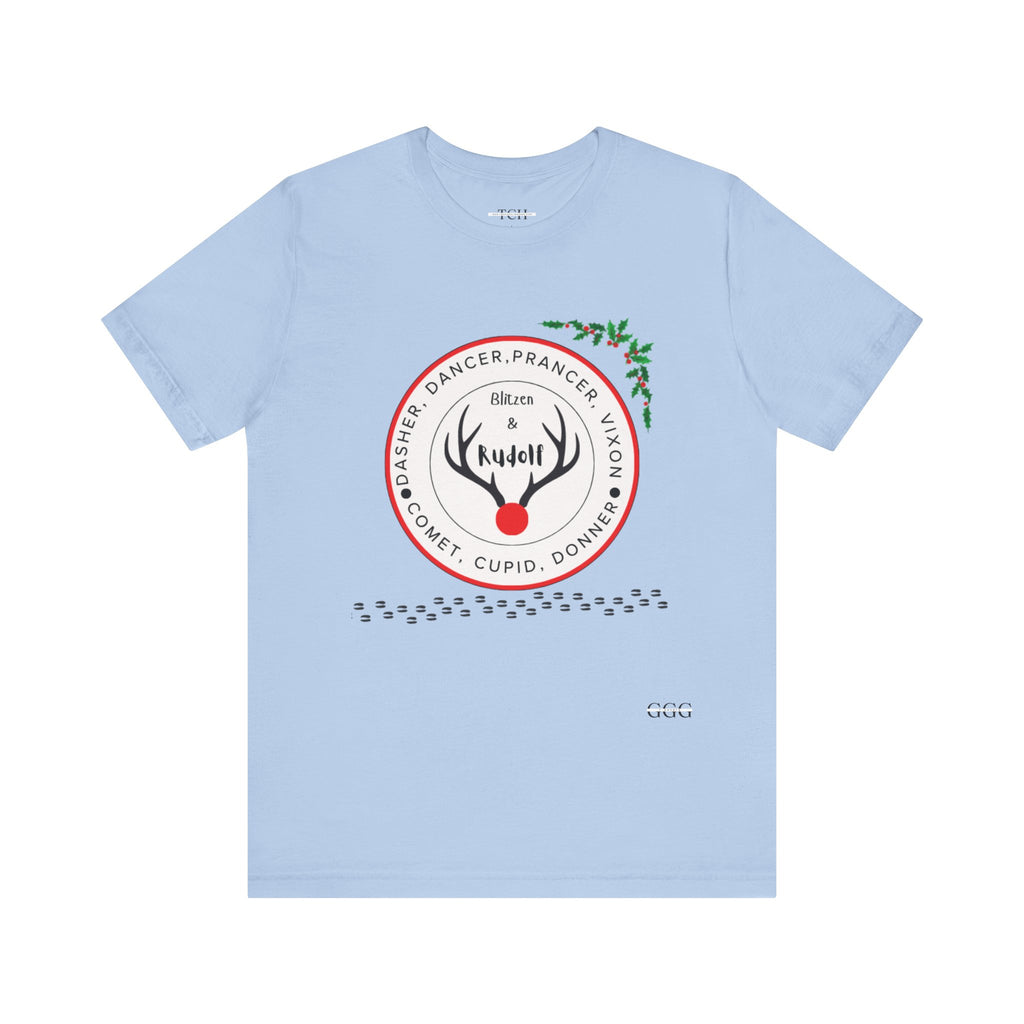 Christmas Reindeer Names T-Shirt — Rudolph & Reindeer Circle Holiday Tee