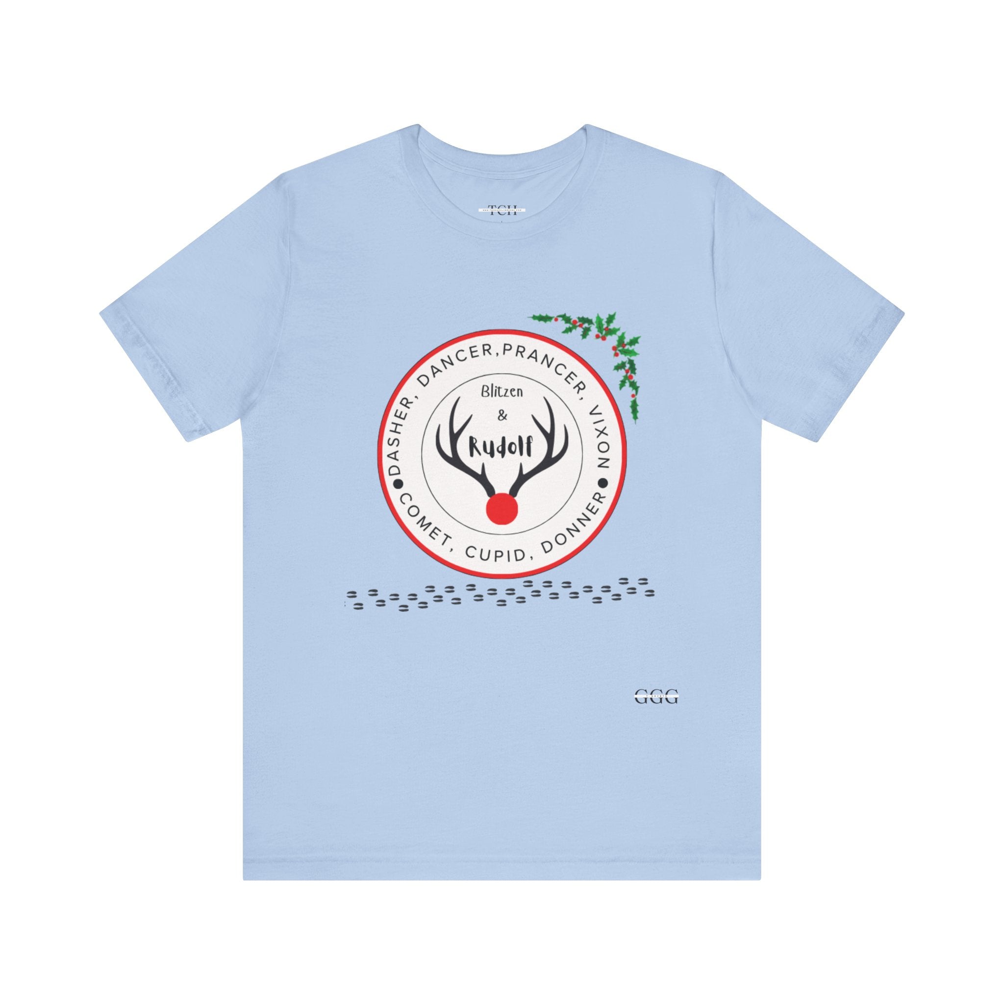 Christmas Reindeer Names T-Shirt — Rudolph & Reindeer Circle Holiday Tee