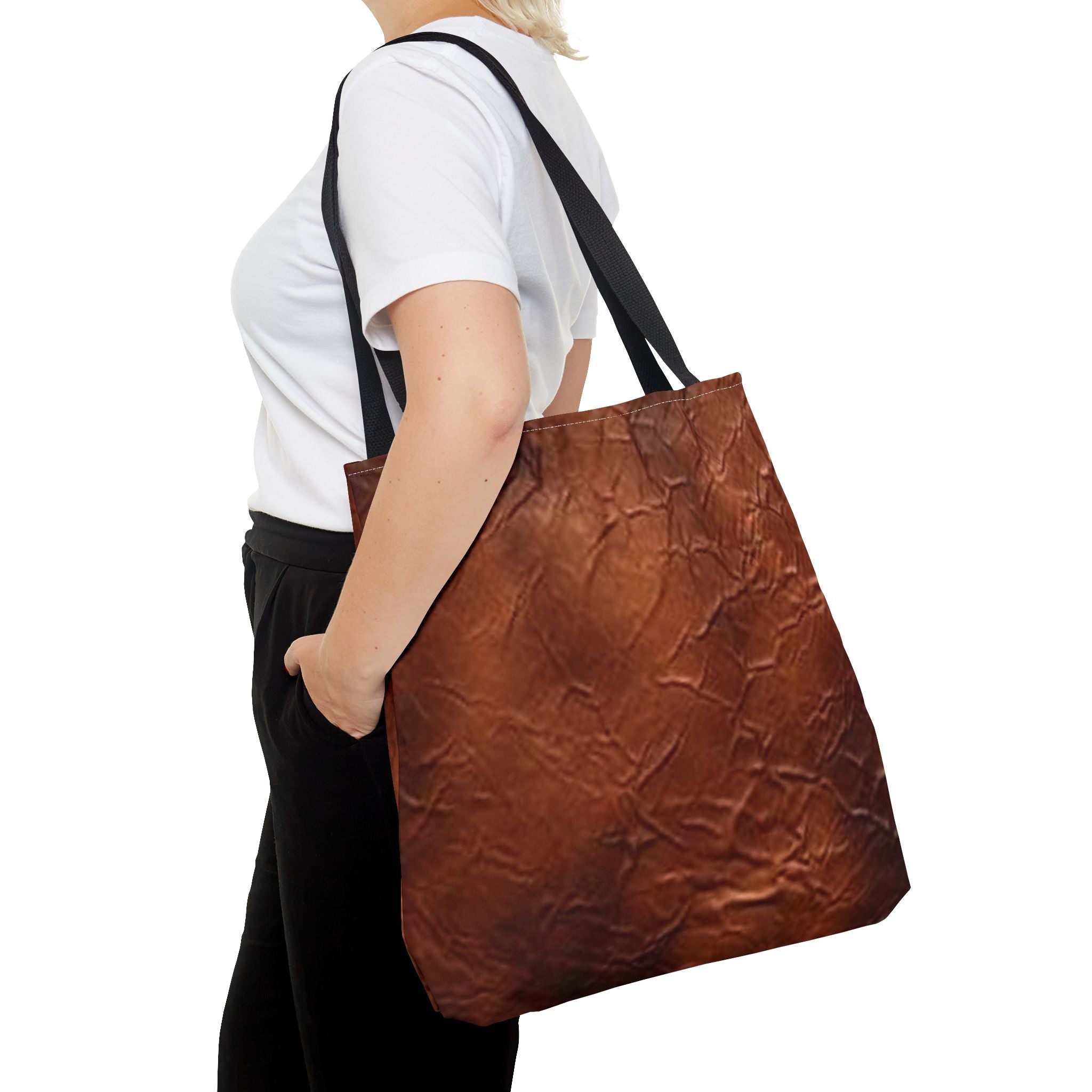 Canvas Tote Bag - Bison Leather Print Eco-Friendly Carryall for Everyday Use