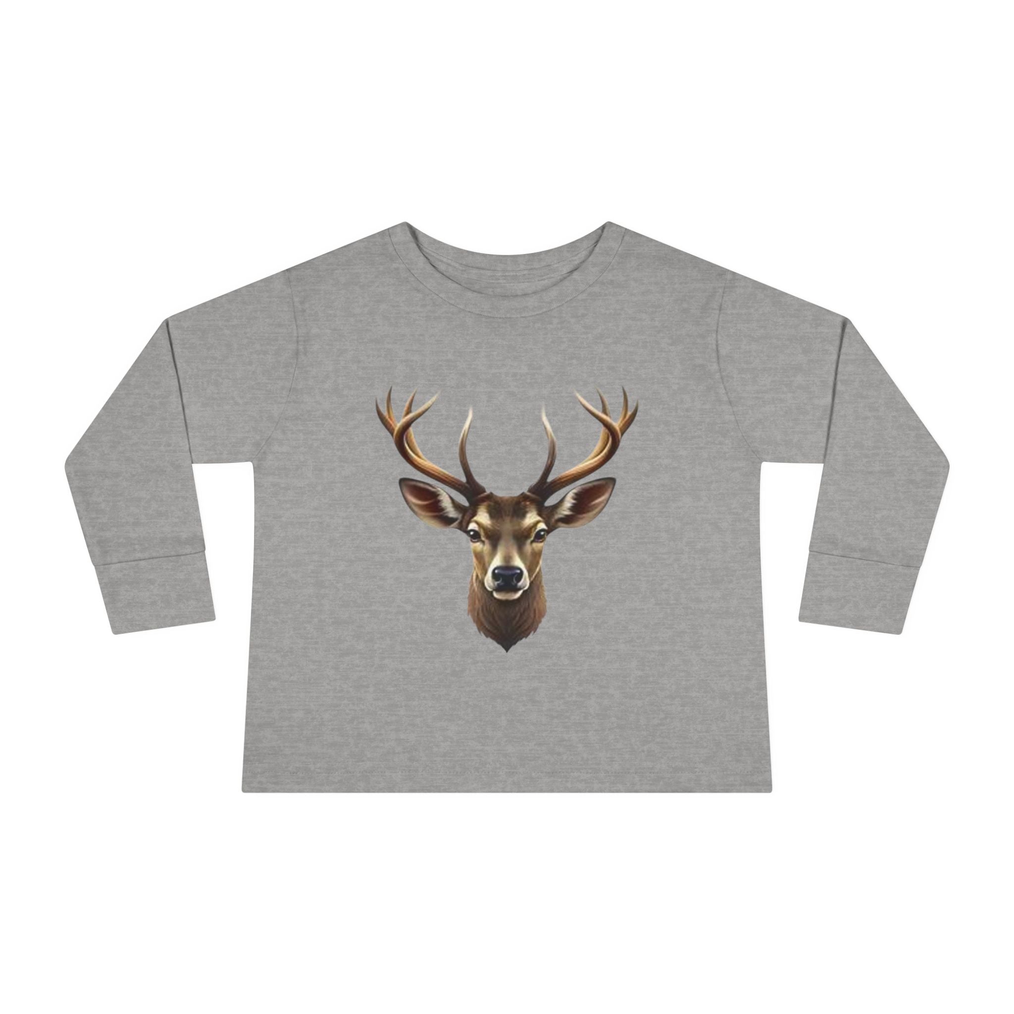 Toddler Long Sleeve Tee — Realistic Deer Head Illustration