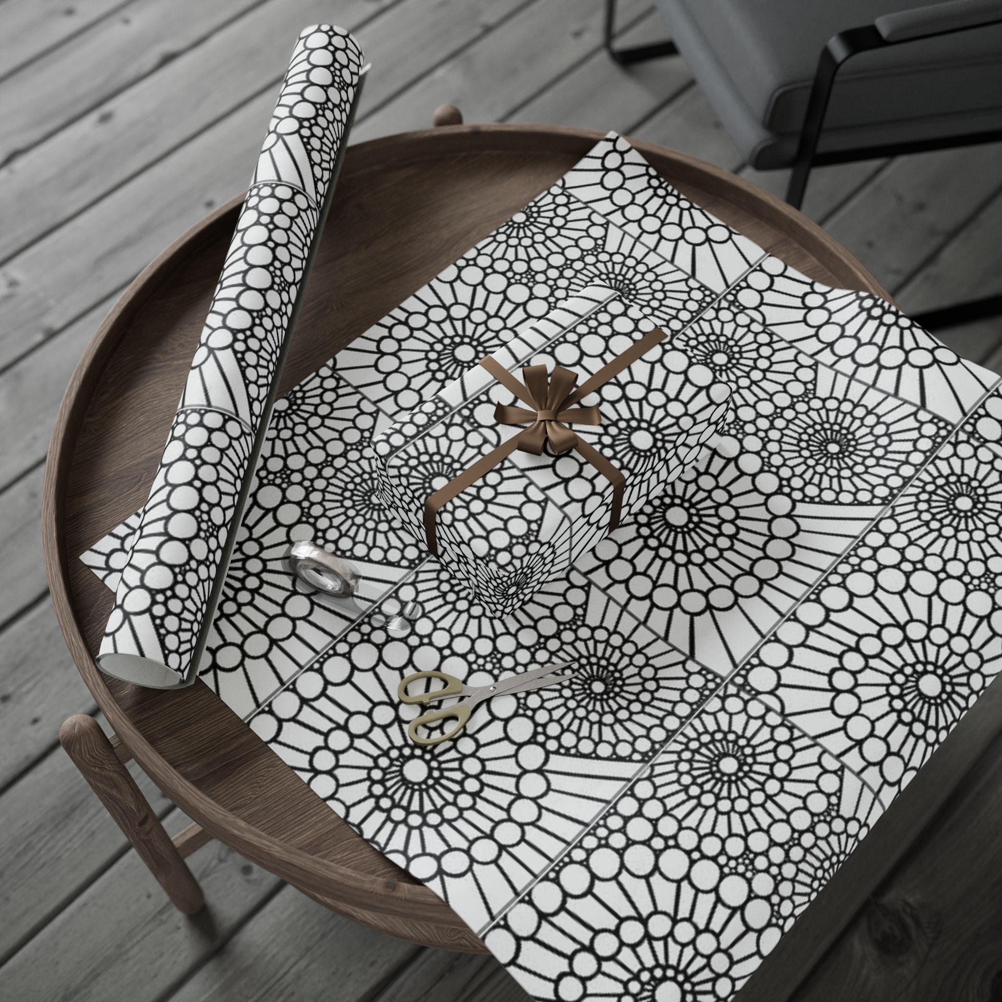 Elegant Geometric Wrapping Paper, Gift Wrap for All Occasions, Modern Black and White Pattern, Birthday, Wedding, Holiday Wrap