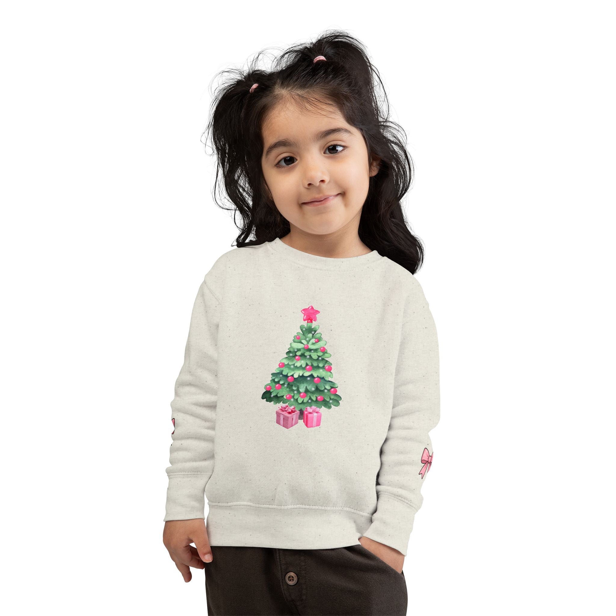 Toddler Sweatshirt — Pink Christmas Tree with Bows Holiday Pullover