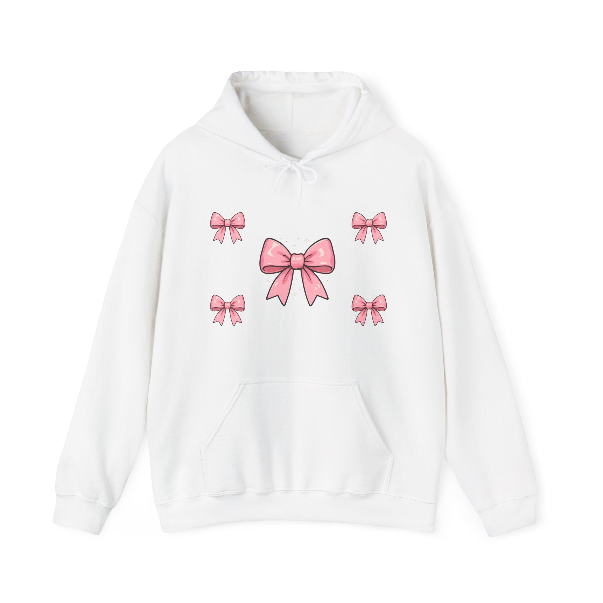 Pink Ribbon Bow Hoodie — Cute Pastel Bow Graphic Sweatshirt