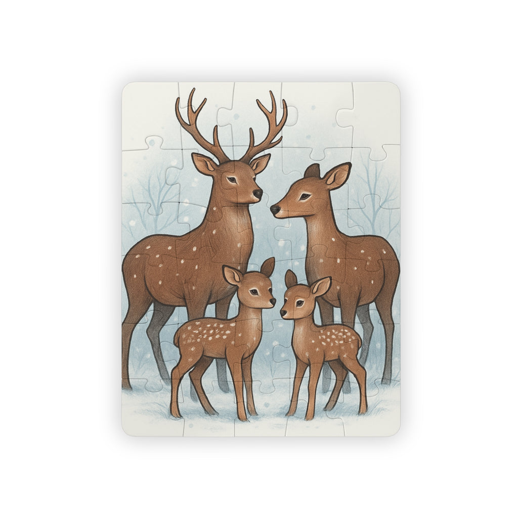Woodland Deer Family 30-Piece Kids Puzzle — Winter Forest Toddler Puzzle