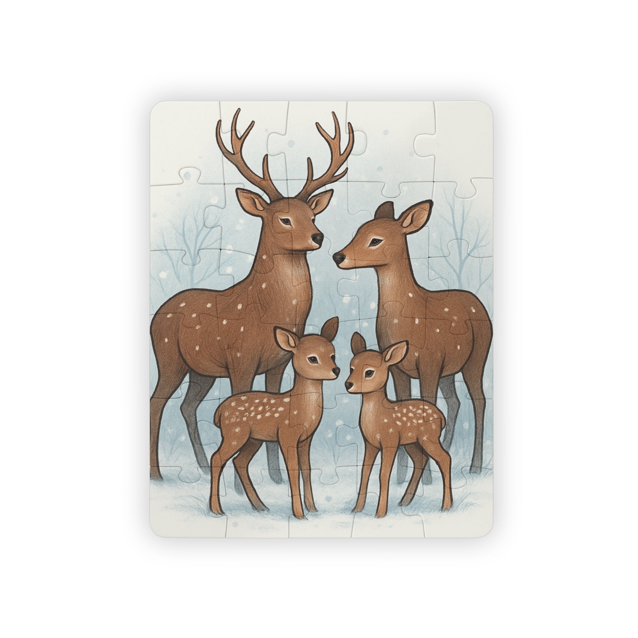Woodland Deer Family 30-Piece Kids Puzzle — Winter Forest Toddler Puzzle