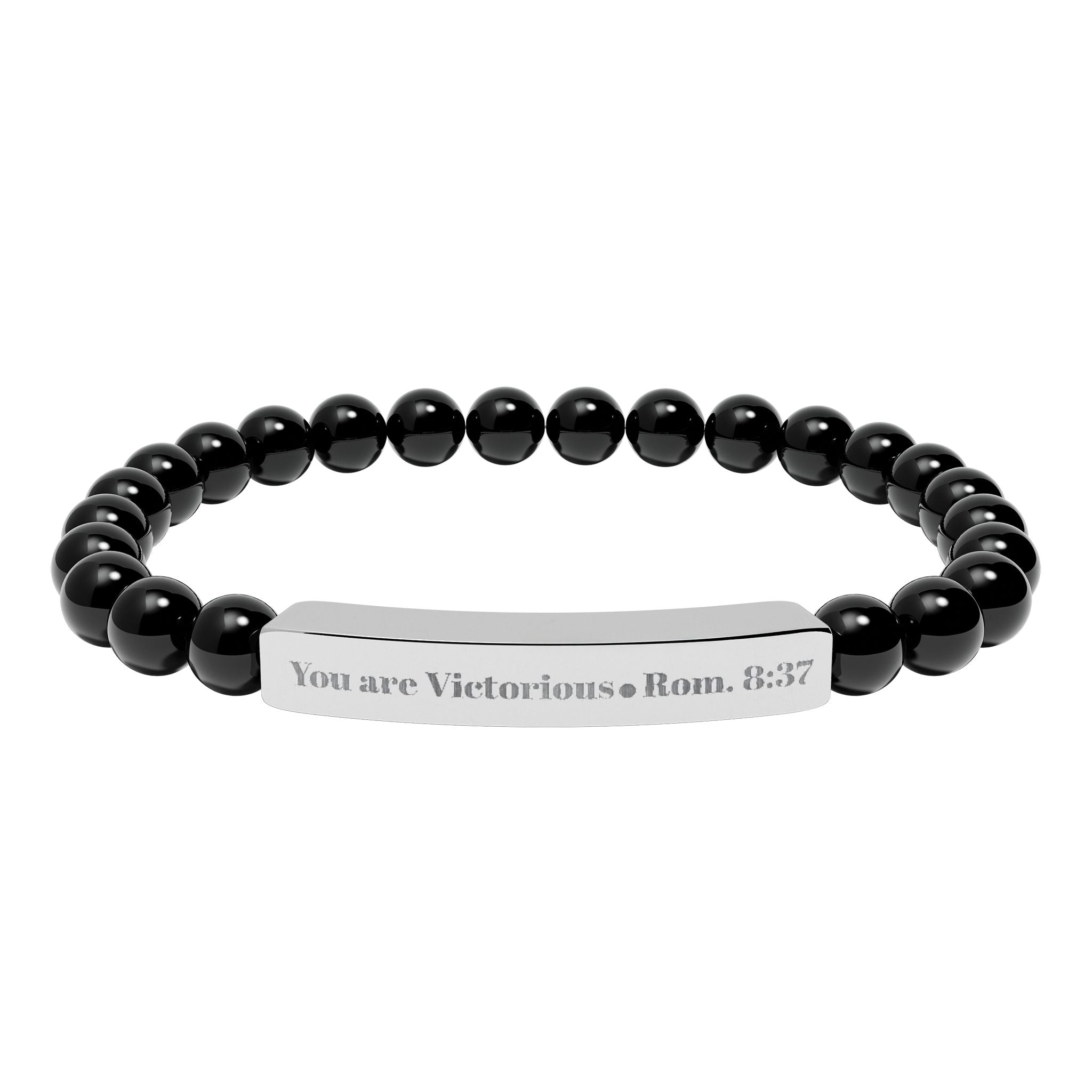 "You are victorious" Engraved Natural Stone Bracelet for Mindfulness, Personal Meaning Bracelet