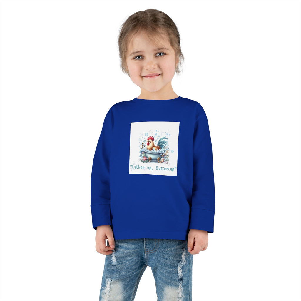 Cute Toddler Long Sleeve Tee with 'Lather up, Buttercup' Design
