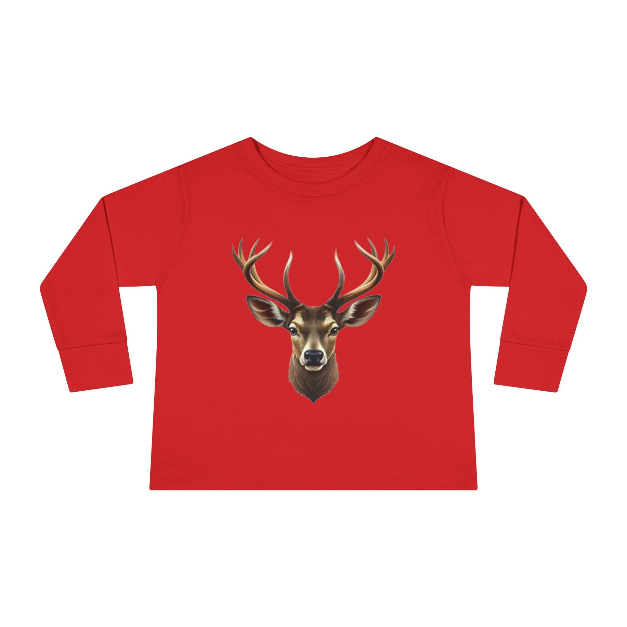 Toddler Long Sleeve Tee — Realistic Deer Head Illustration