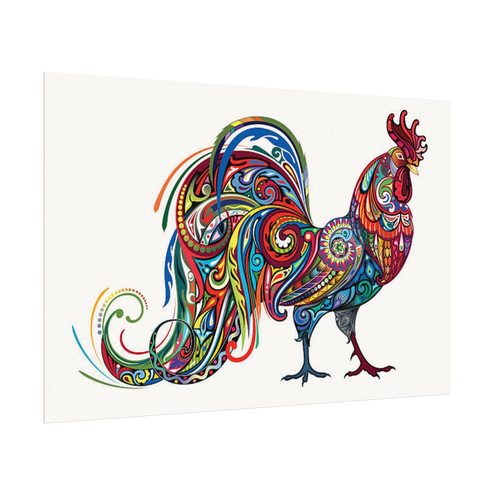 Colorful Rooster Art Print - Textured Watercolor Poster
