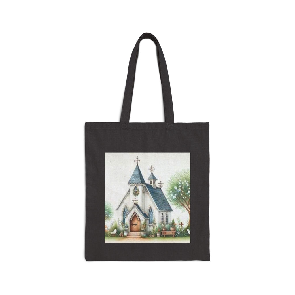 Church Illustration Tote Bag — Charming Vintage Chapel Canvas Tote