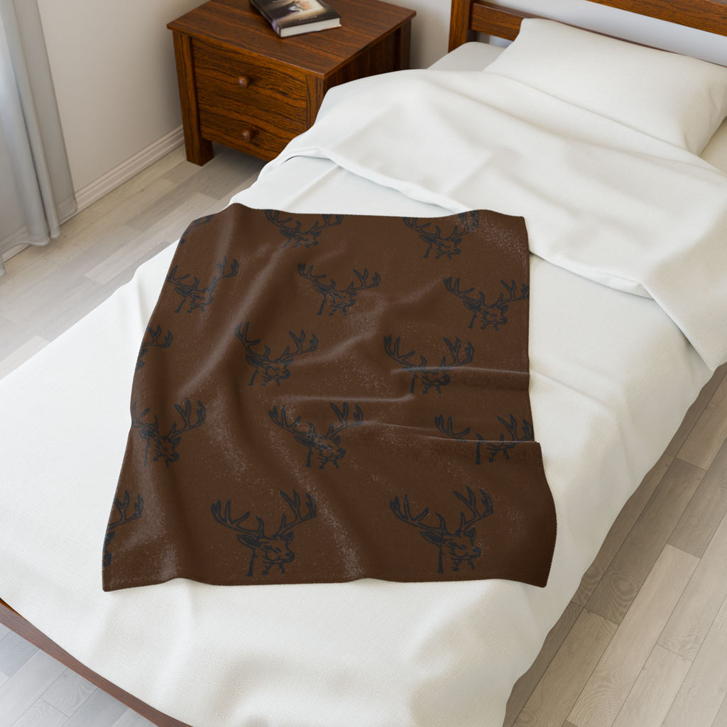 Velveteen Blanket with Rustic Antlers Design
