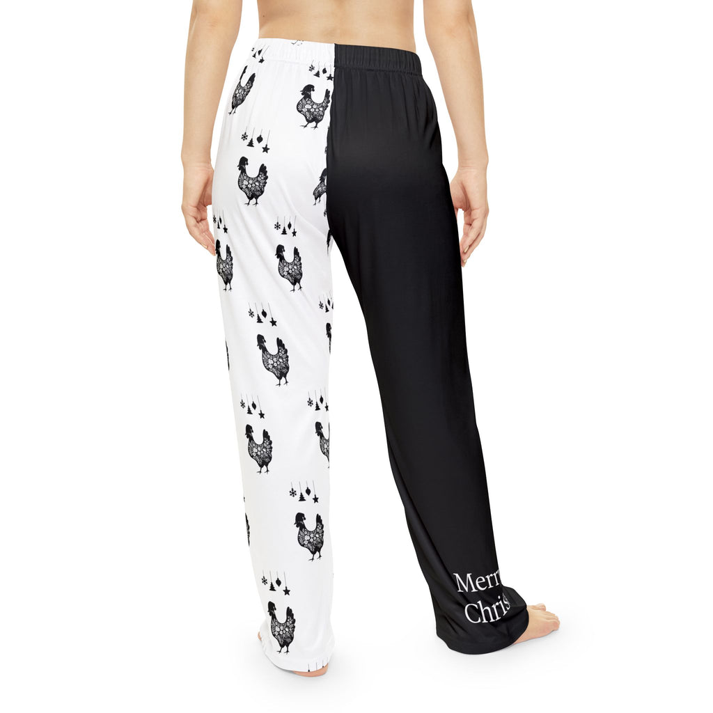 Festive Rooster Women's Pajama Pants - Christmas Holiday Sleepwear