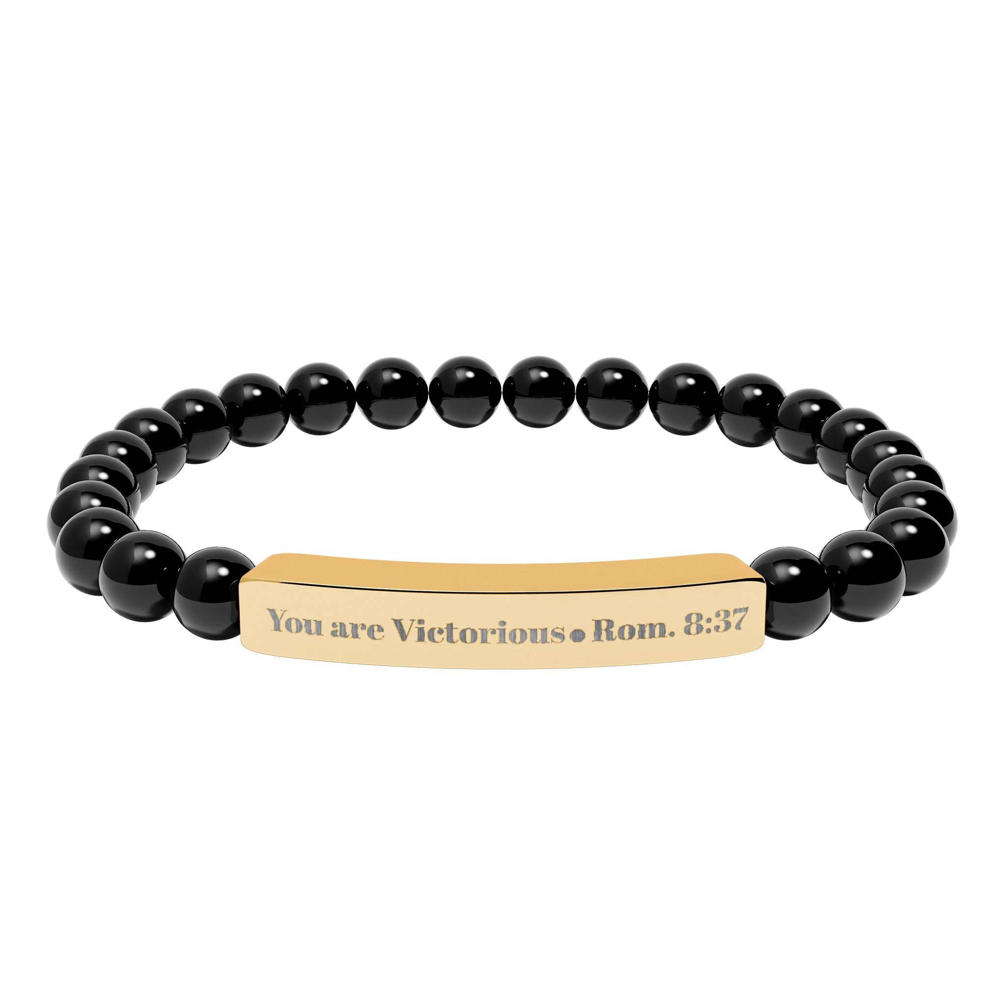 "You are victorious" Engraved Natural Stone Bracelet for Mindfulness, Personal Meaning Bracelet