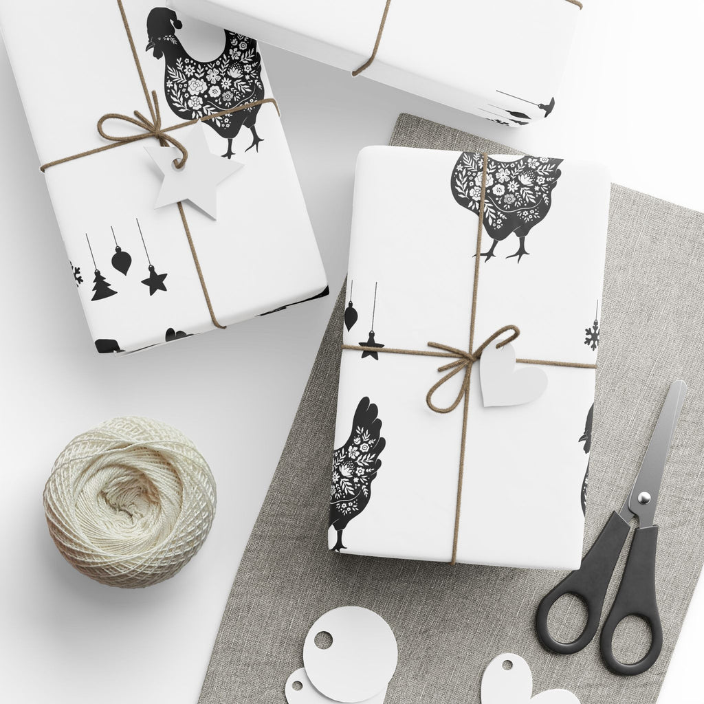 Charming Chicken Themed Wrapping Paper, Gift Wrap for Farmhouse Decor, Holiday & Celebration, Rustic Gift Packaging, Party Supplies