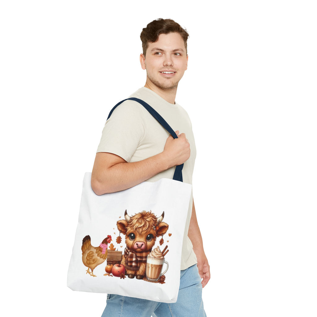 Friends- Cute Cow & Chicken Tote Bag for Farm Lovers, Harvest Market Bag