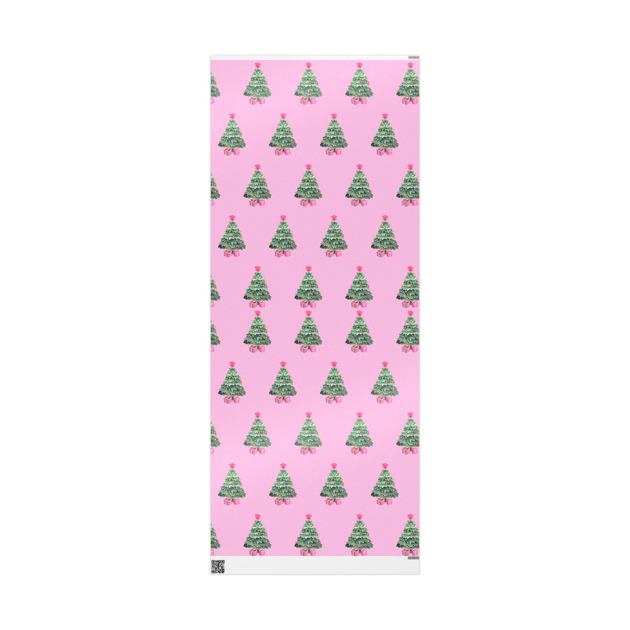 Charming Pink Holiday Tree Wrapping Paper