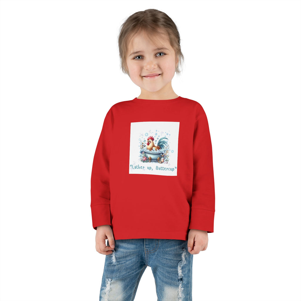 Cute Toddler Long Sleeve Tee with 'Lather up, Buttercup' Design