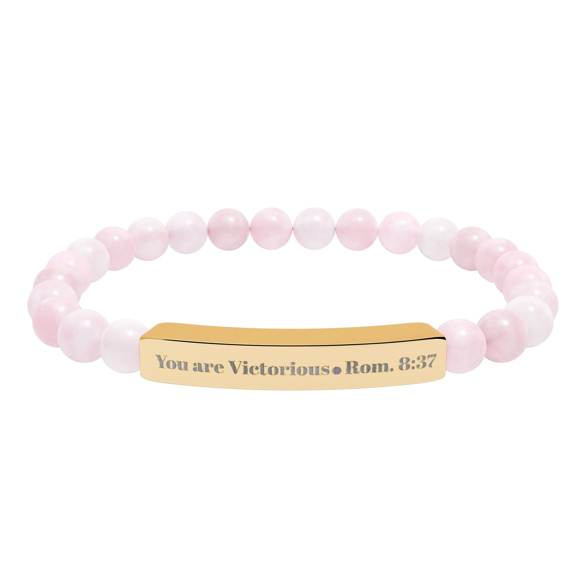 "You are victorious" Engraved Natural Stone Bracelet for Mindfulness, Personal Meaning Bracelet