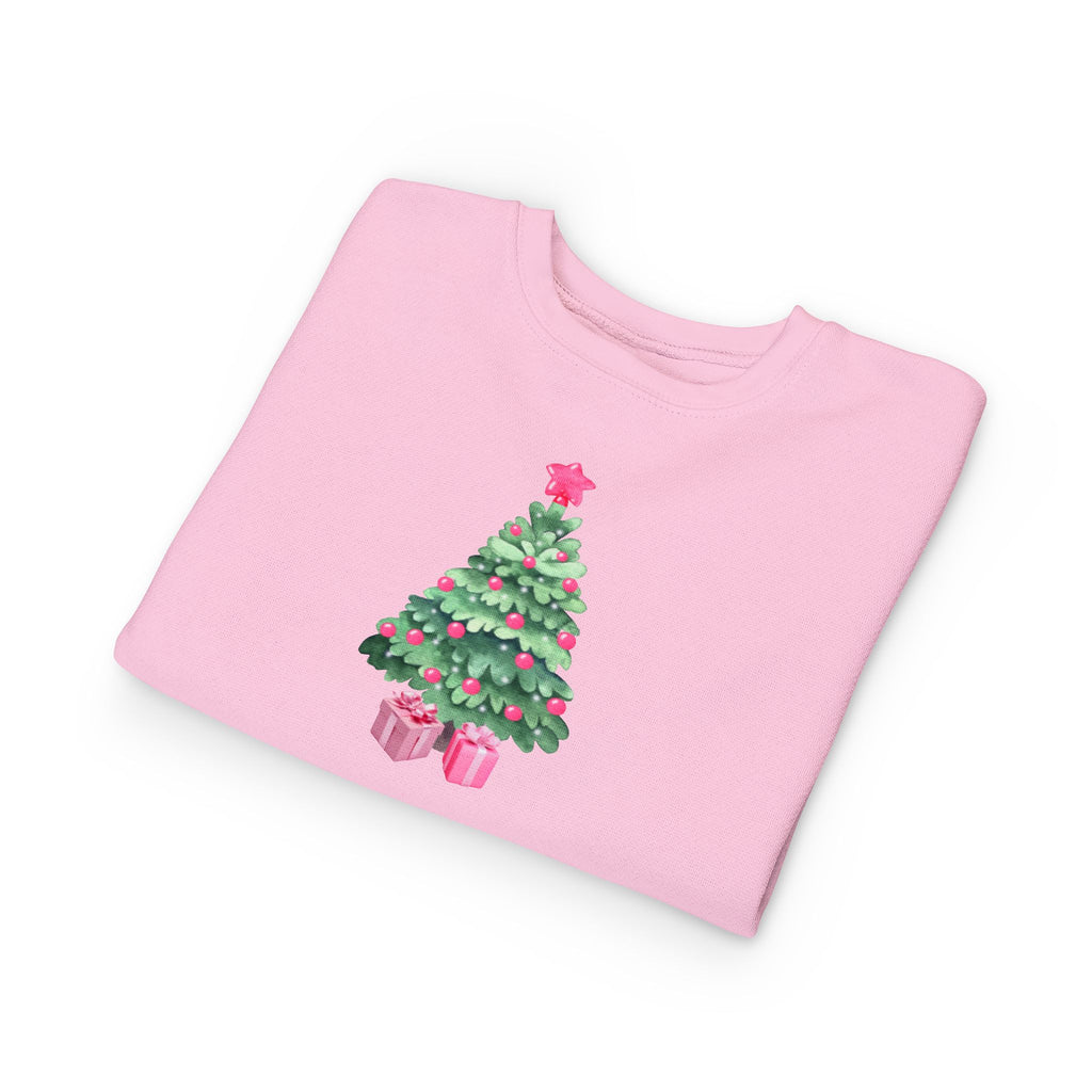 Toddler Sweatshirt — Pink Christmas Tree with Bows Holiday Pullover