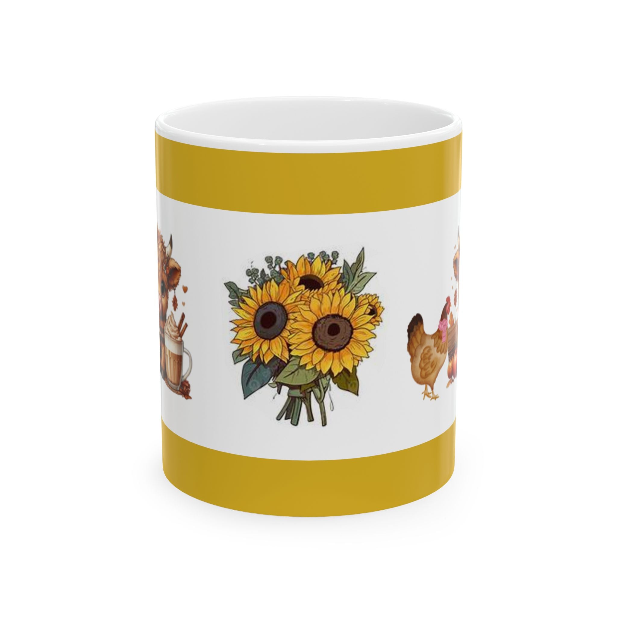 Sunflower & Friends Ceramic Mug, Coffee Mug Gift, Rustic Farmhouse Mug, Sunflower Lover Mug