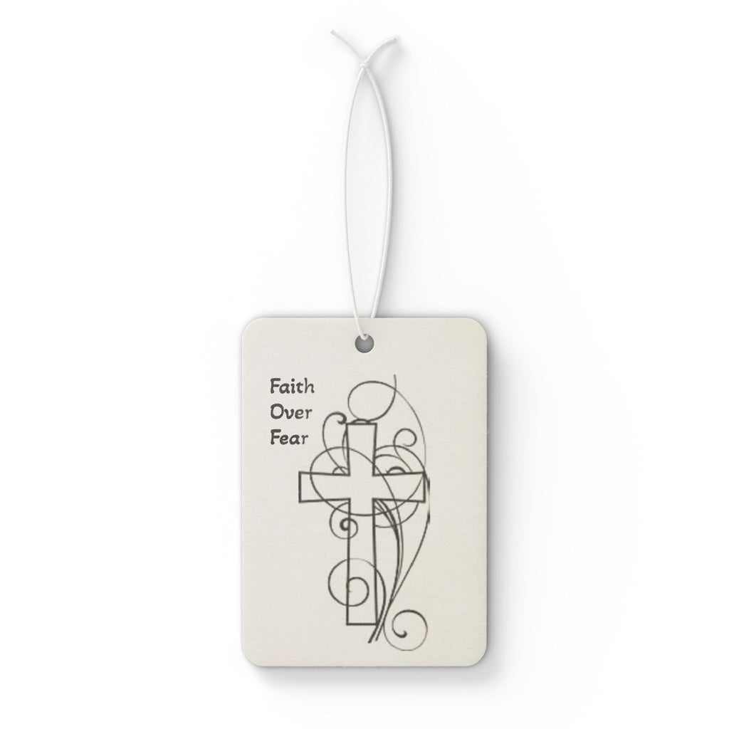 Faith Over Fear Car Air Freshener — Inspirational Cross Design