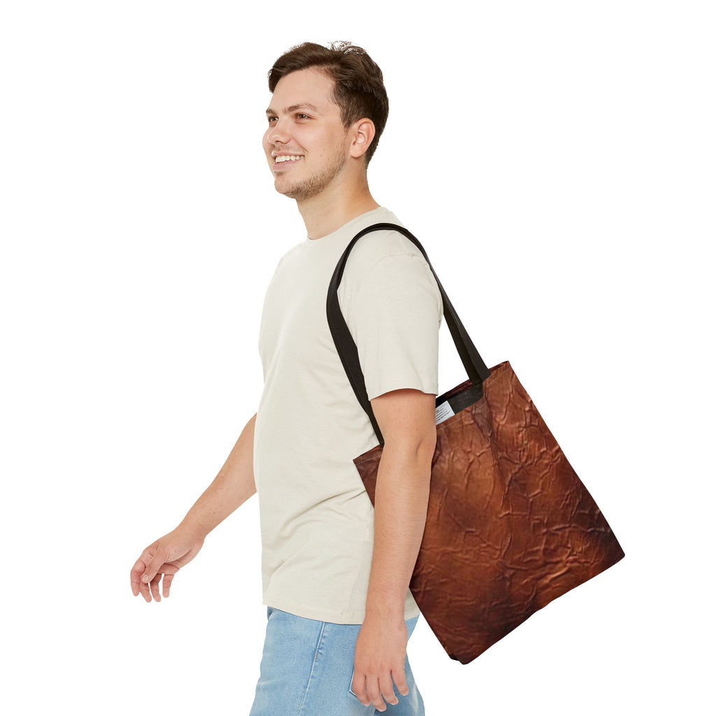 Canvas Tote Bag - Bison Leather Print Eco-Friendly Carryall for Everyday Use