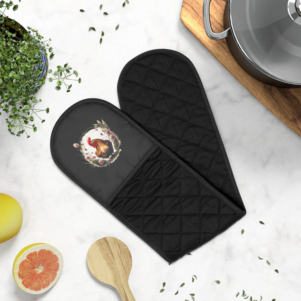 Kitchen Oven Mitts with Chicken Theme