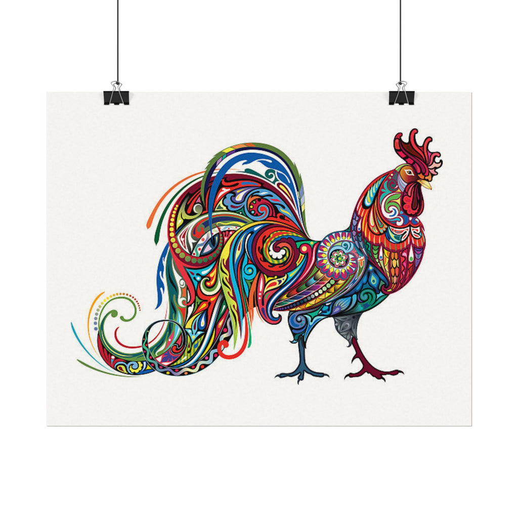 Colorful Rooster Art Print - Textured Watercolor Poster