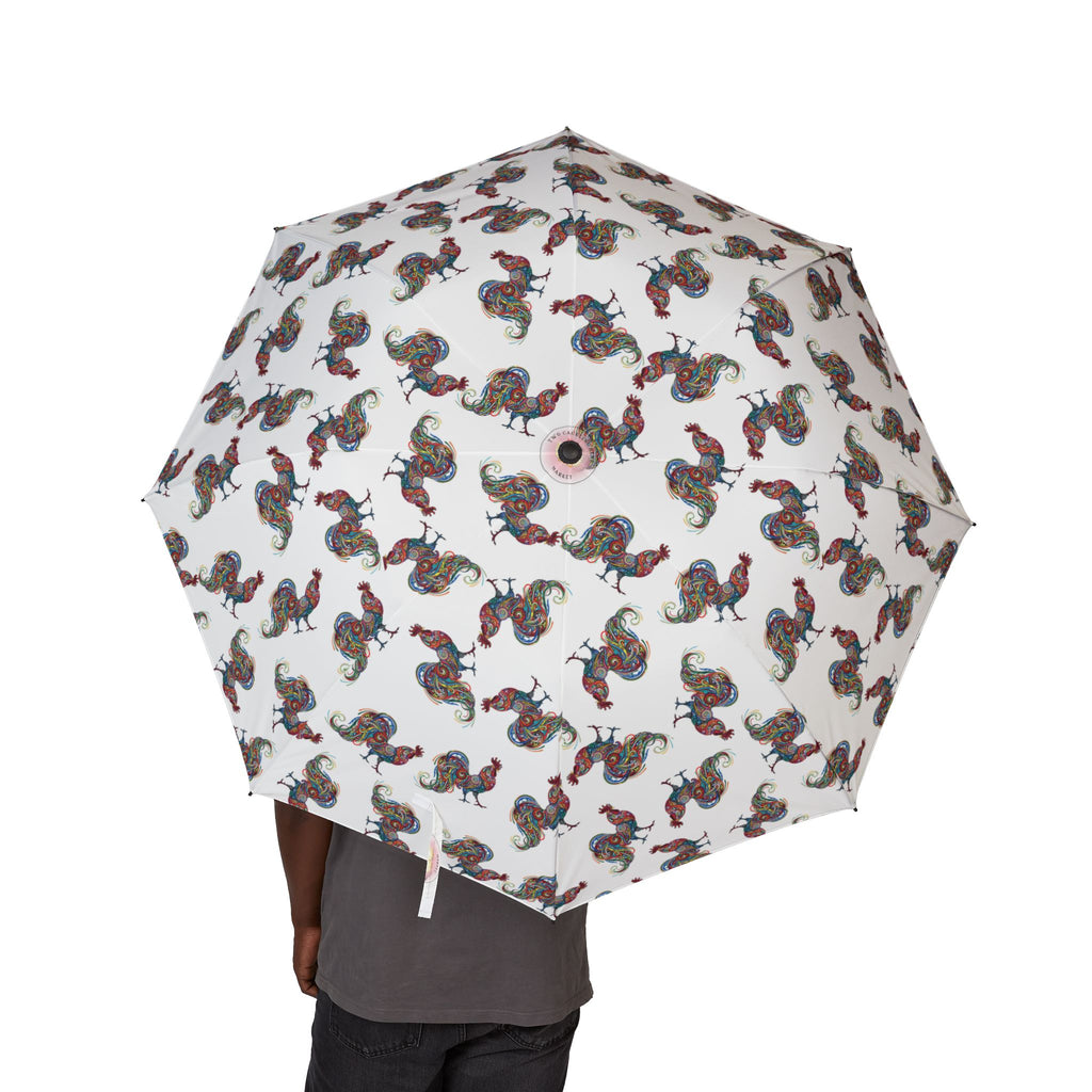 Whimsical Rooster Foldable Umbrella - Fun Design for Rainy Days, Travel Essentials, Unique Gift, Lightweight Outdoor Gear, Compact Sunshade
