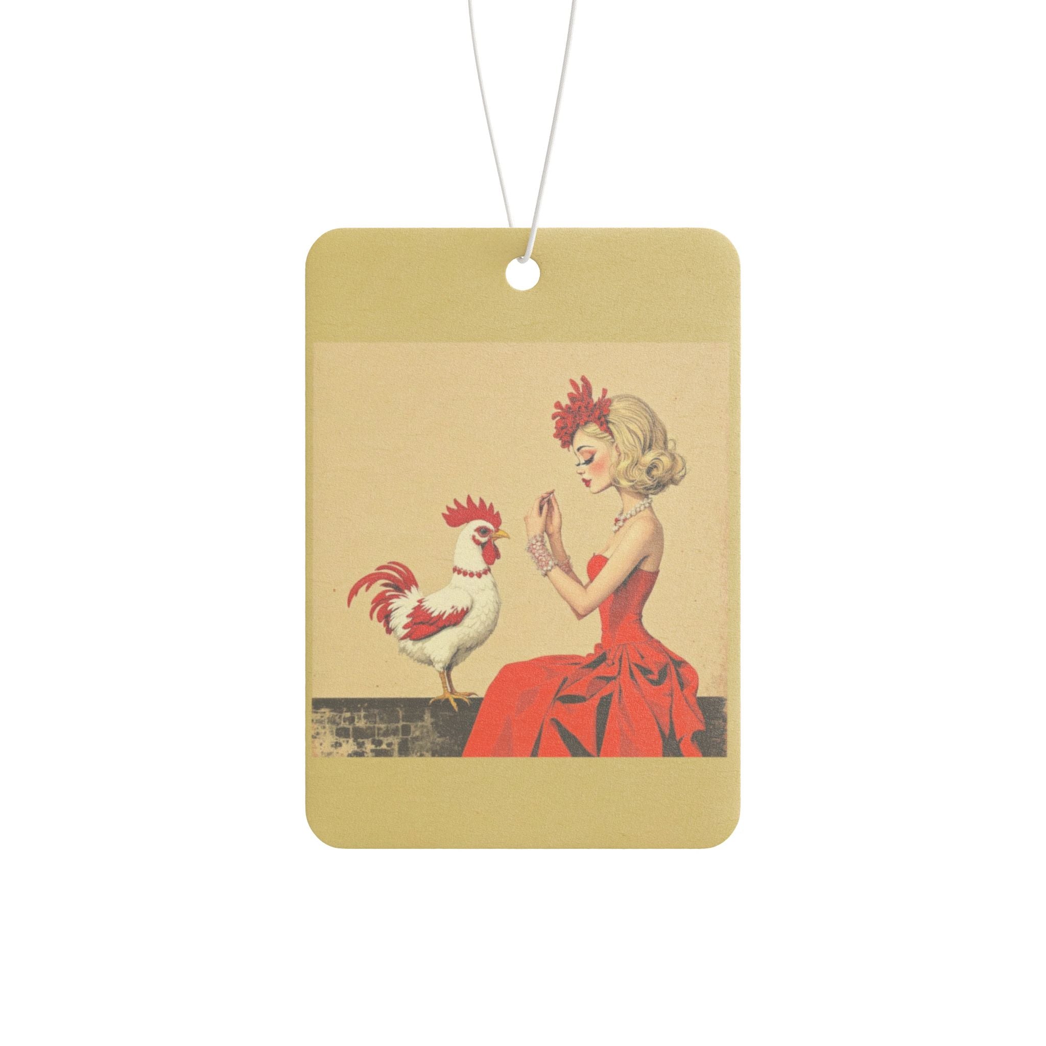 Vintage Chic Car Air Freshener, Retro Decor, Gift for Her, Farmhouse Style, Rooster Design, Car Accessories