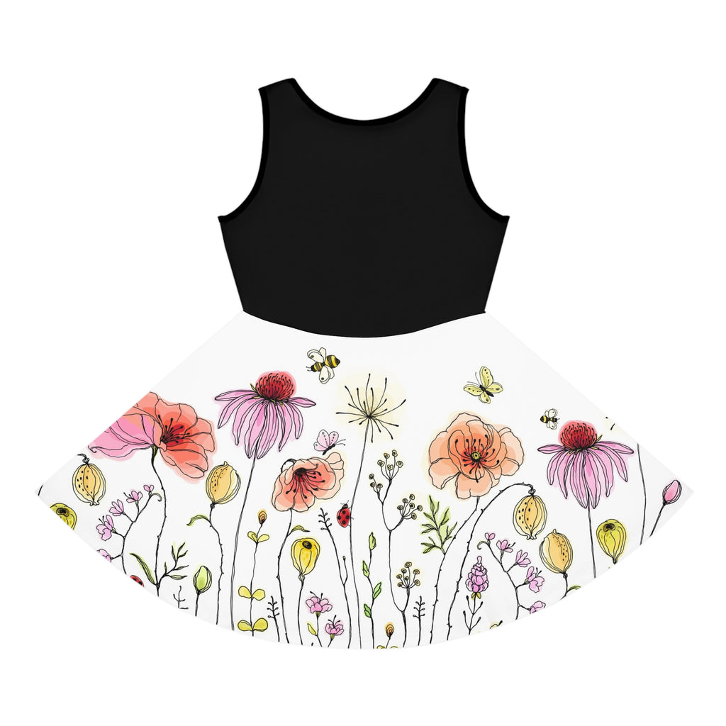 Girls' Floral Sundress — Watercolor Wildflower Swing Dress