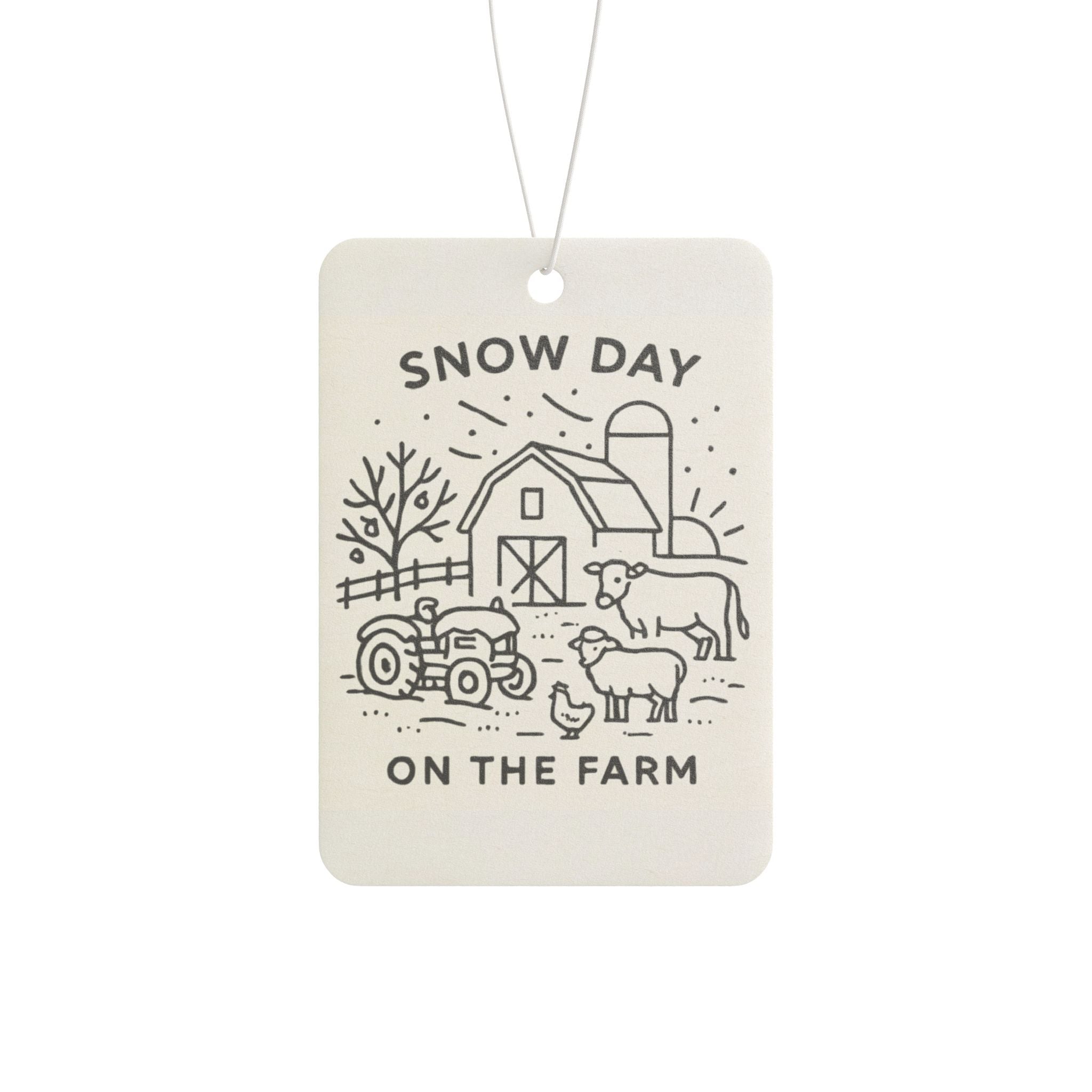 Snow Day on the Farm Car Air Freshener — Rustic Winter Farmhouse Scented Ornament