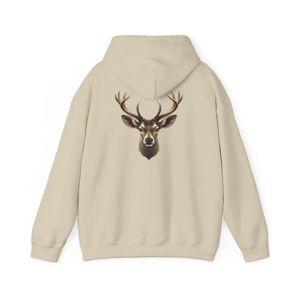 Deer Head Hoodie — Realistic Stag Antler Graphic Pullover