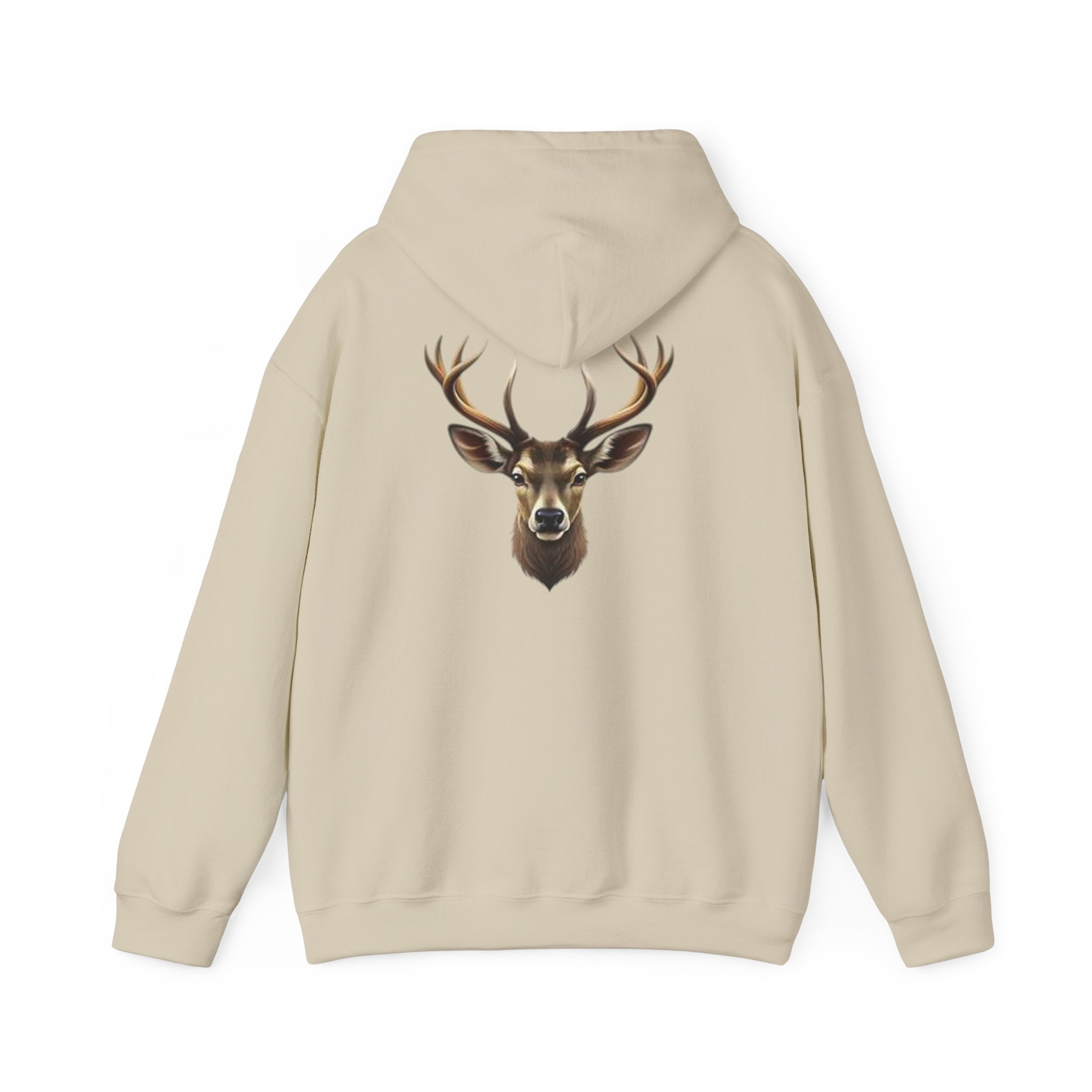 Deer Head Hoodie — Realistic Stag Antler Graphic Pullover