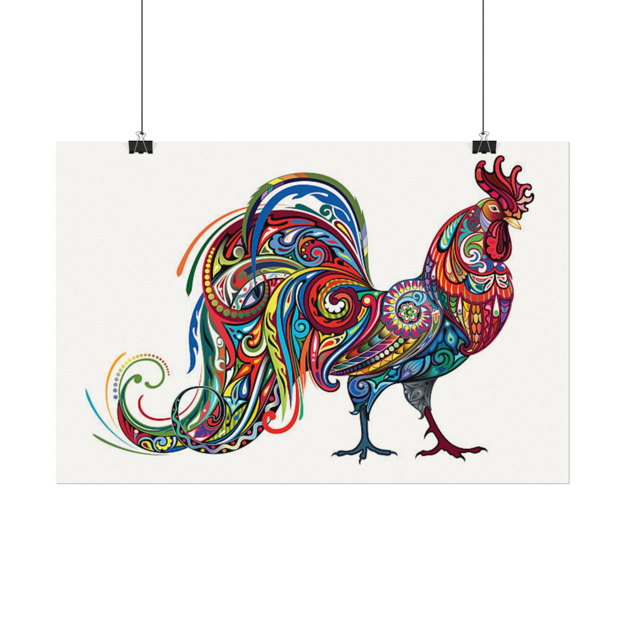 Colorful Rooster Art Print - Textured Watercolor Poster