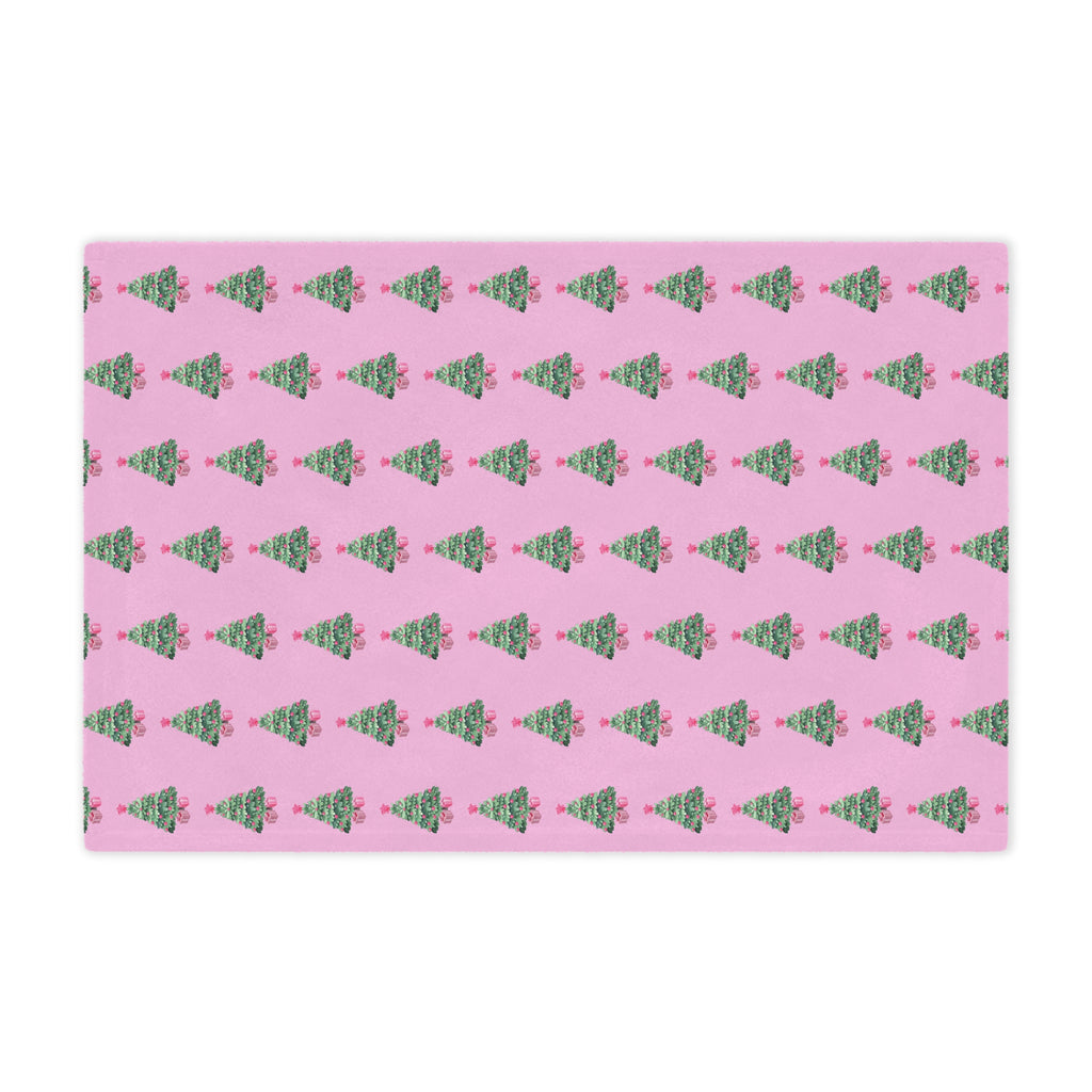 Pink - Christmas Tree Minky Blanket, Cozy Holiday Throw