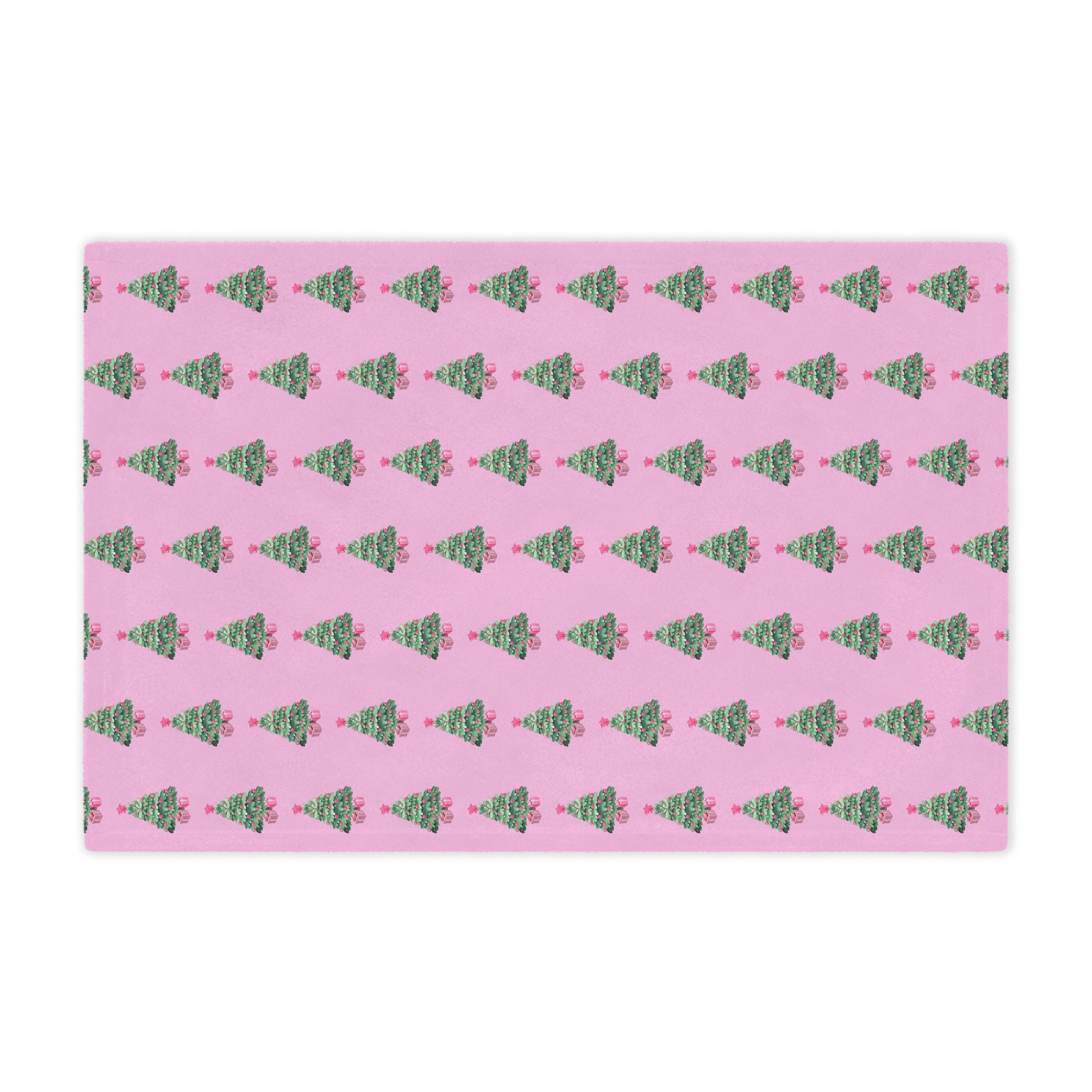 Pink - Christmas Tree Minky Blanket, Cozy Holiday Throw