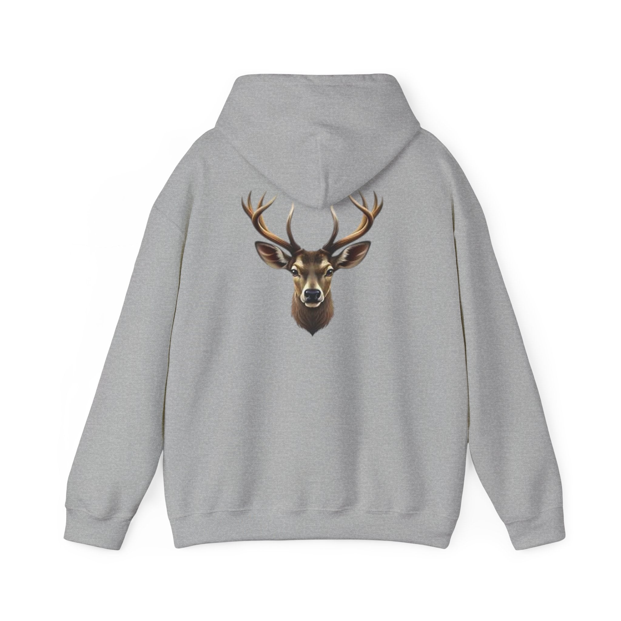 Deer Head Hoodie — Realistic Stag Antler Graphic Pullover
