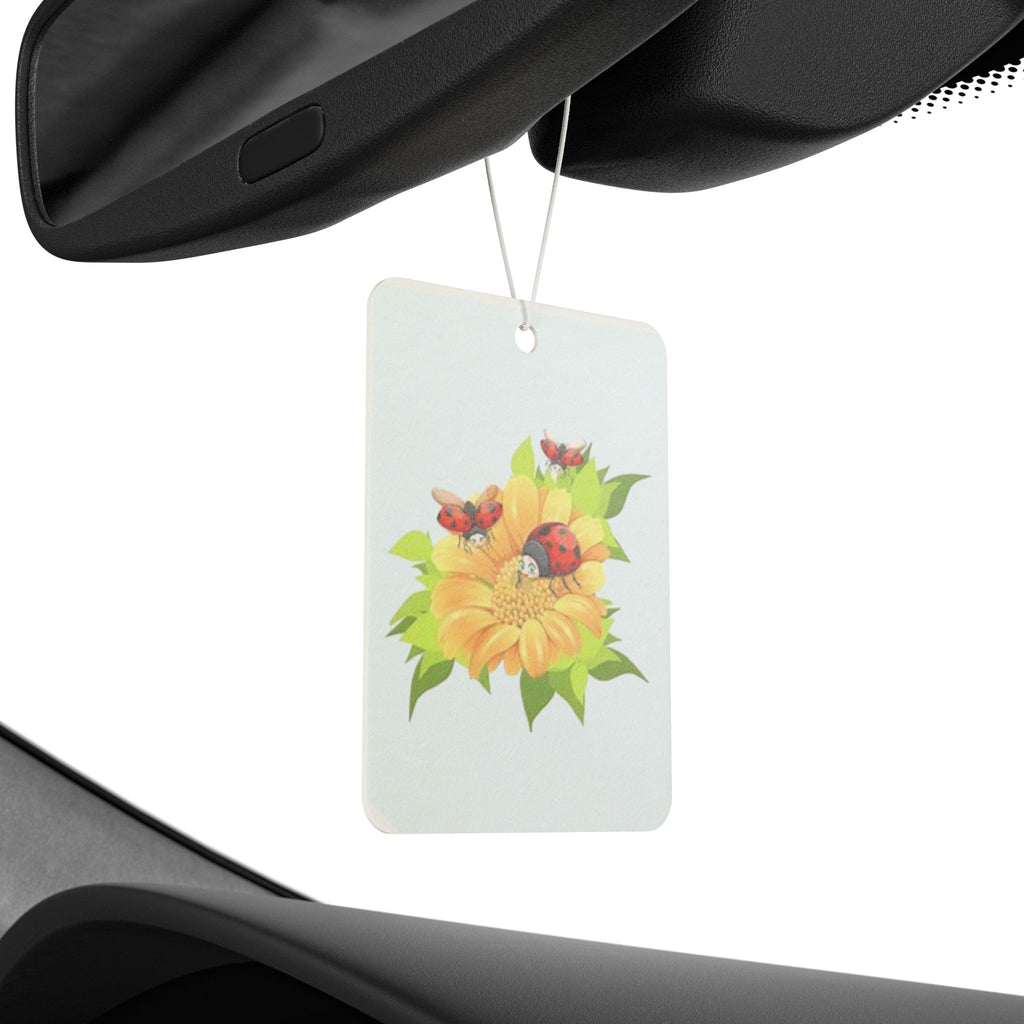 Floral Car Air Freshener, Sunflower & Ladybug Design, Cute Car Decor, Gift for Nature Lovers, Summer Vibes, Eco-Friendly Air Freshener