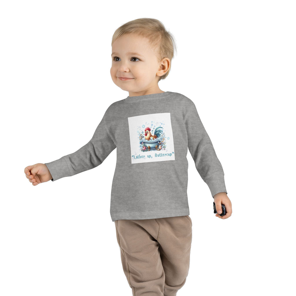 Cute Toddler Long Sleeve Tee with 'Lather up, Buttercup' Design