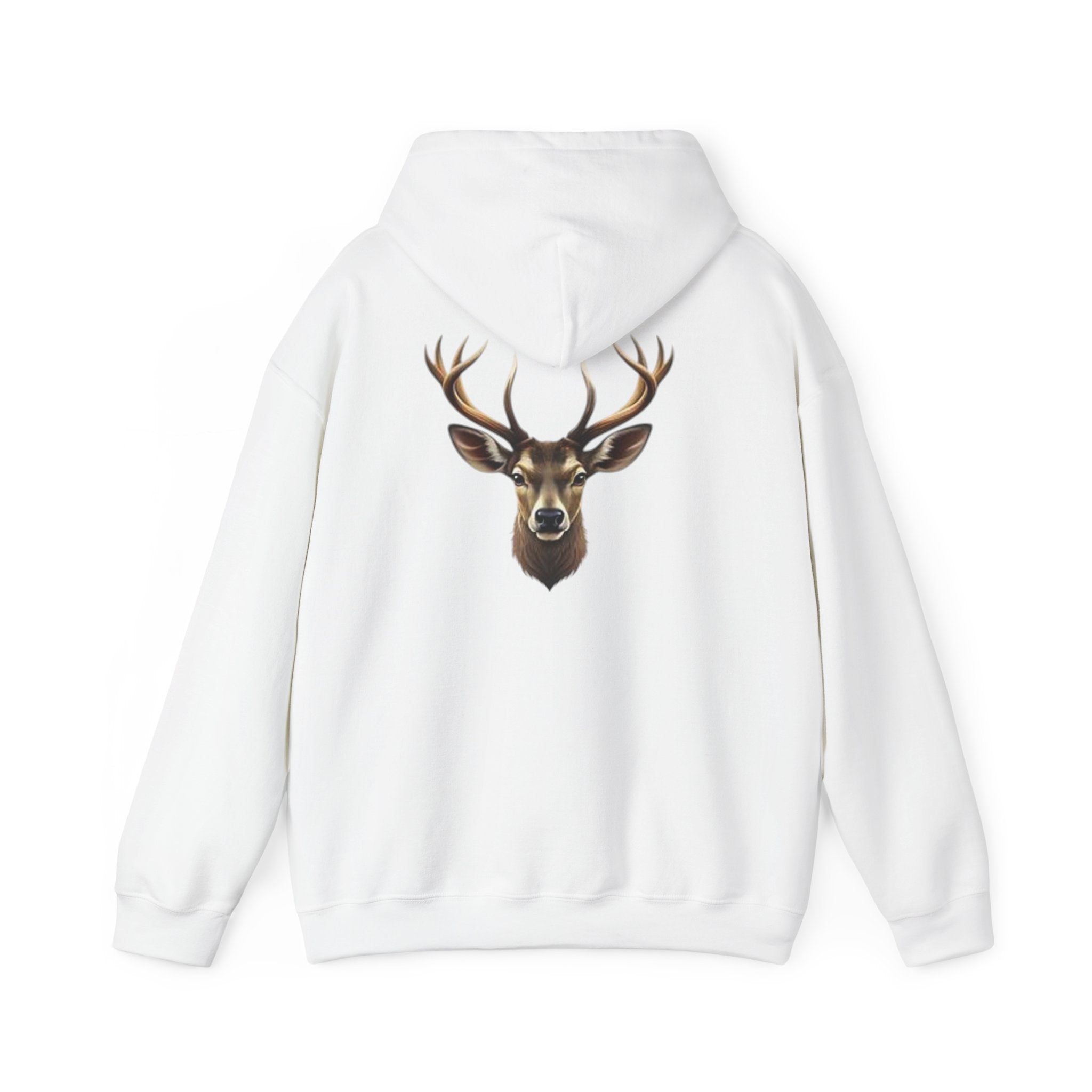 Deer Head Hoodie — Realistic Stag Antler Graphic Pullover