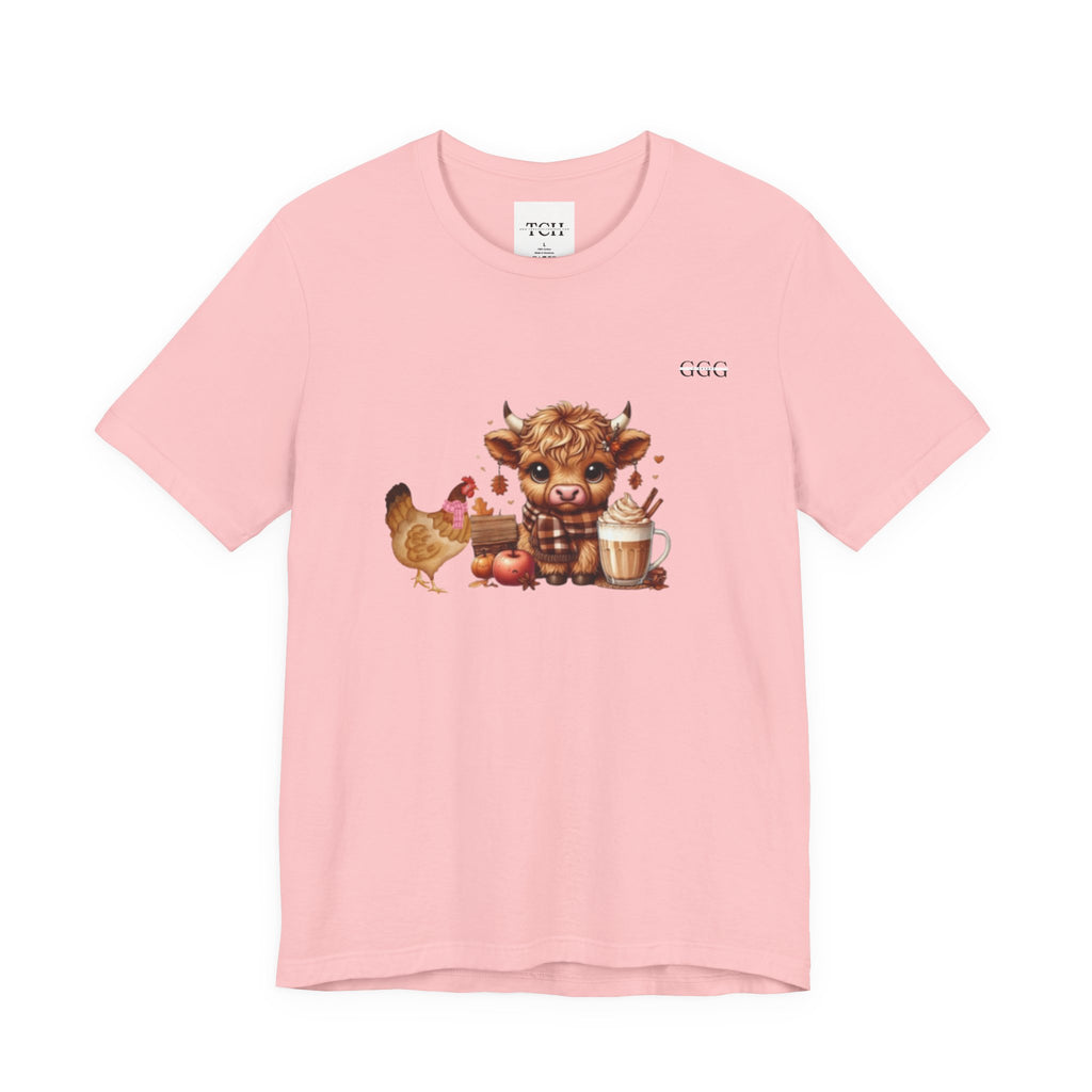 Adorable Farm Animal Tee, Cute Cow and Chicken T-Shirt, Animal Lover Gift, Funny Farm Shirt, Casual Everyday Wear
