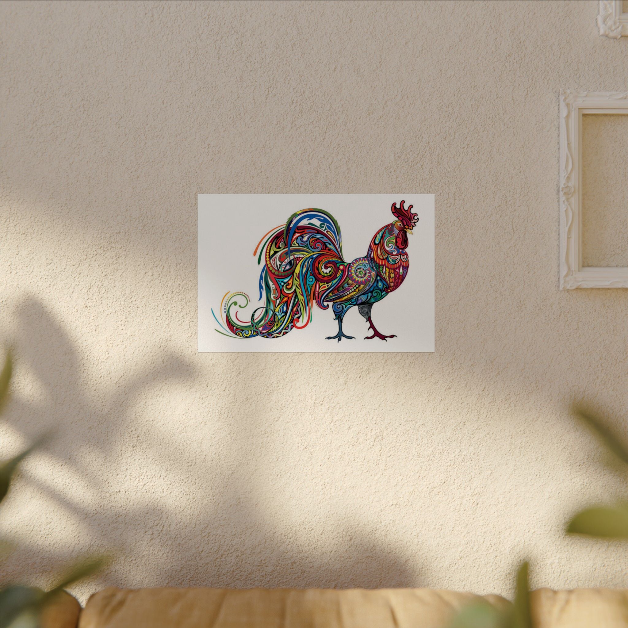 Colorful Rooster Art Print - Textured Watercolor Poster